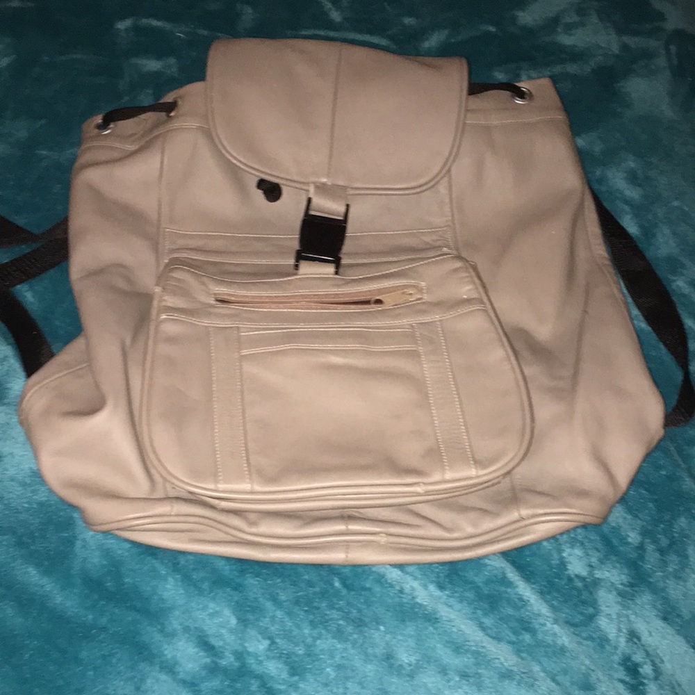 Genuine leather grey backpack